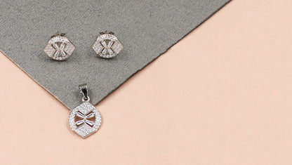 Bright Pairing CZ Earrings and Pendant Set