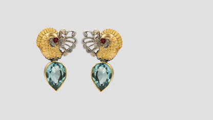 Elegant Dual Finish Silver Earrings with Aqua Teardrop Stone – Sangeeta Boochra