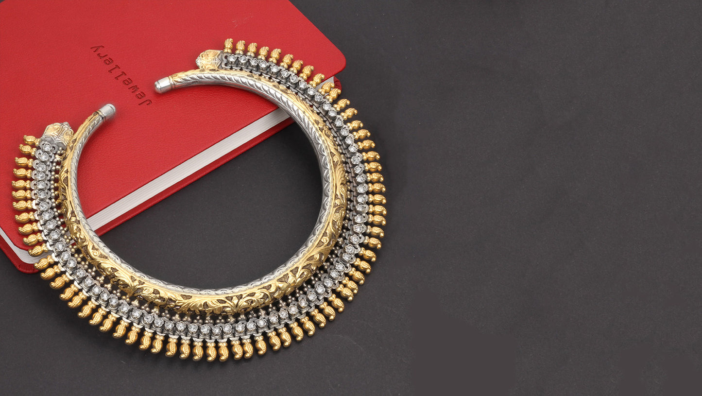 Handcrafted Silver Necklace with Gold Plating