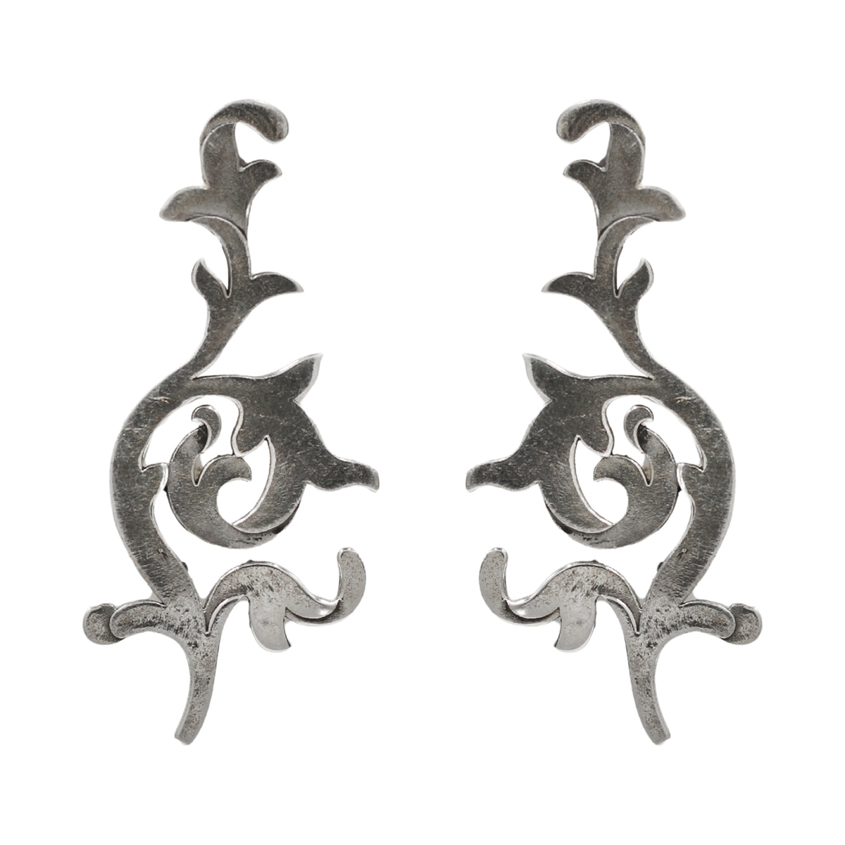 Sangeeta Boochra Oxidized Sterling Silver Vine Motif Earrings