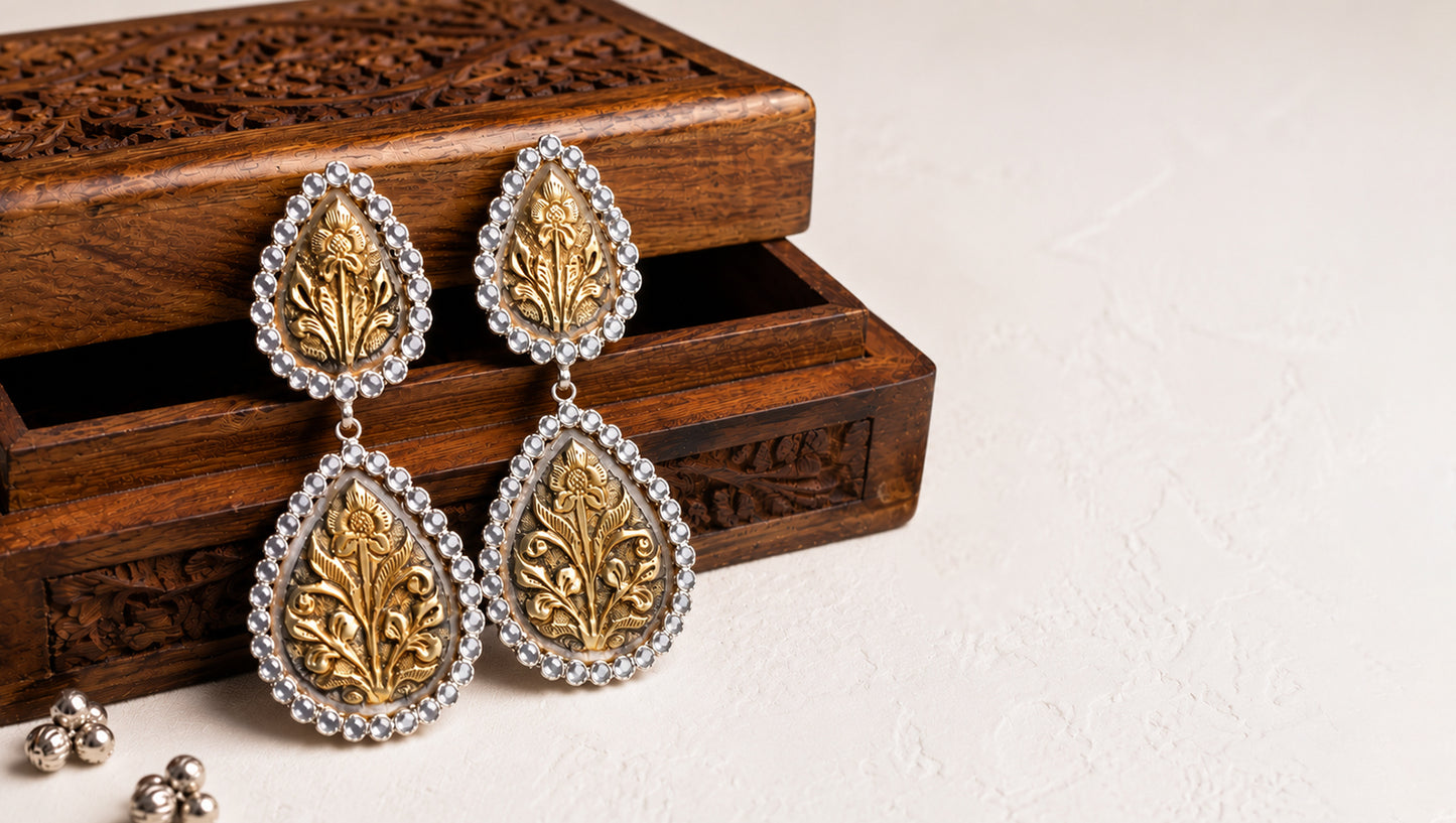 Vividh- Silver Nazpari Lovely Earrings