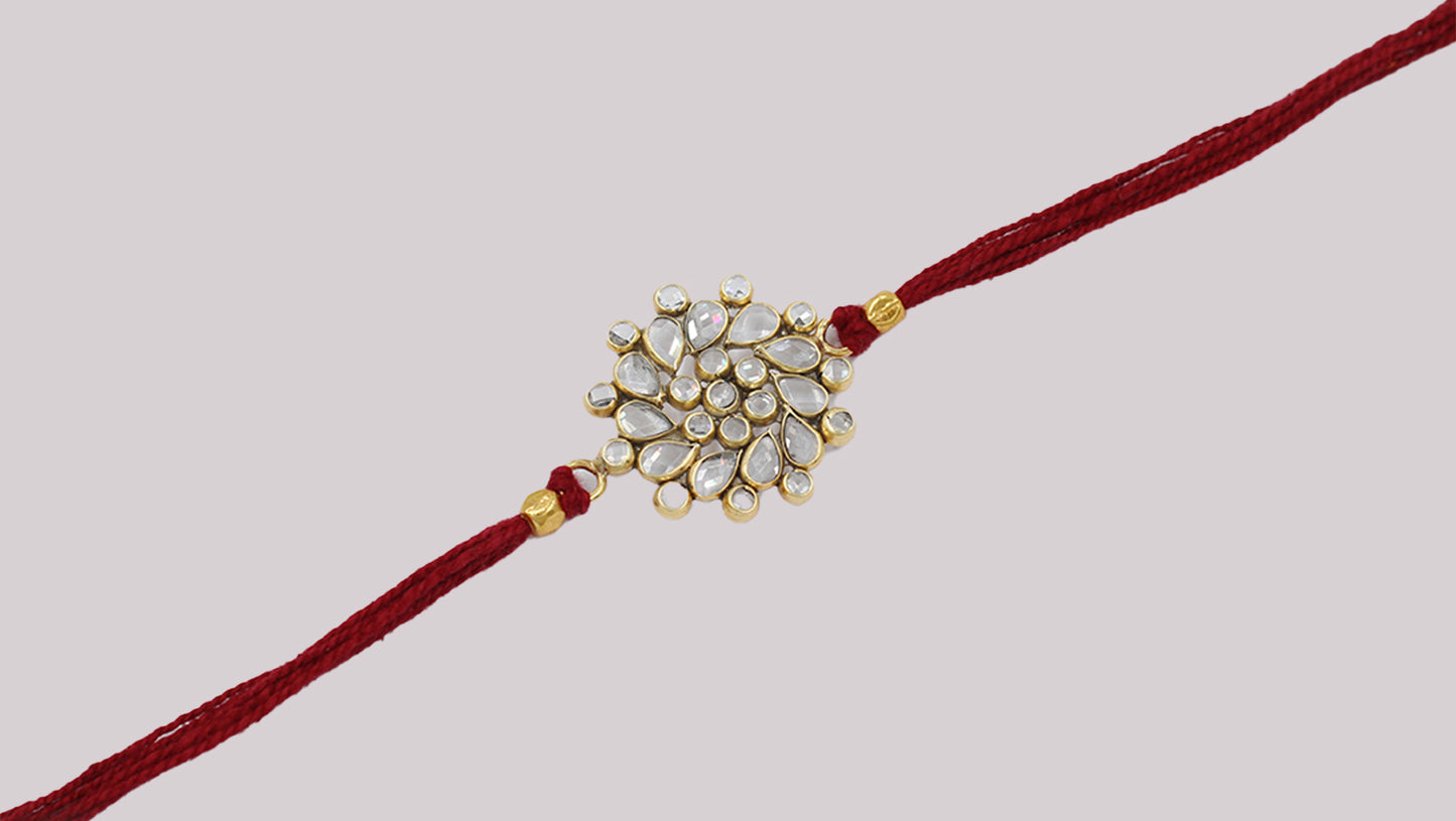 Sangeeta Boochra "925 Sterling Silver Stone-Studded Rakhi: Timeless Bond"