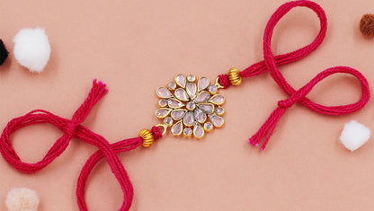 Sangeeta Boochra "925 Sterling Silver Stone-Studded Rakhi: Timeless Bond"