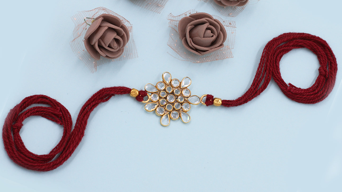 Sangeeta Boochra "925 Sterling Silver Stone-Studded Rakhi: Timeless Bond"