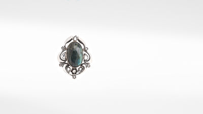 Sangeeta Boochra Blue Tribal Silver Adjustable Ring