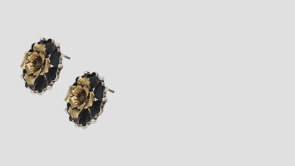Antique Silver & Gold Floral Stud Earrings by Sangeeta Boochra