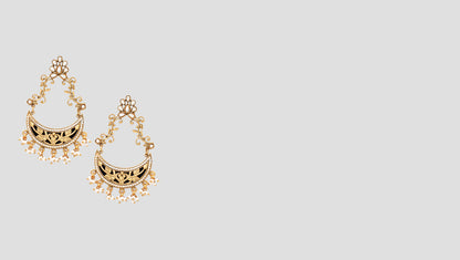 Handcrafted Antique Gold-Plated Silver Chandbali Earrings