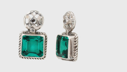 Emerald Enchantment: Sangeeta Boochra Silver Handcrafted Earrings