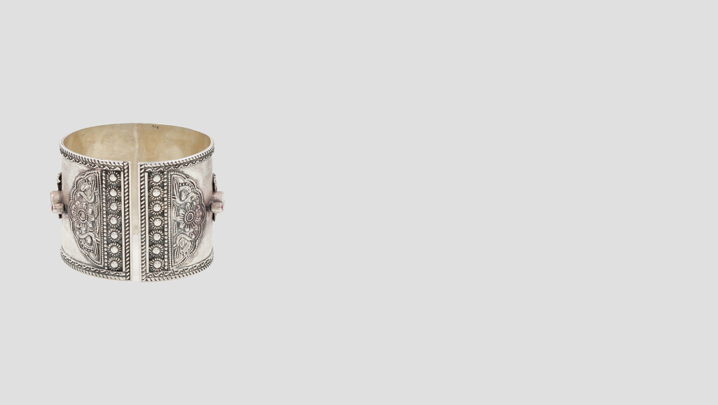 "Mythical Grace Handcrafted Silver Cuff"