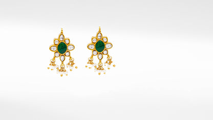 Silver Heena Earrings Embellished with Kundan Setting and 24K Gold Plating