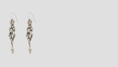 Ethereal Bloom: 925 Silver Floral Dangle Earrings