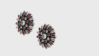 Ornate Elegance: Sangeeta Boochra Silver Handcrafted Earrings with Pendant