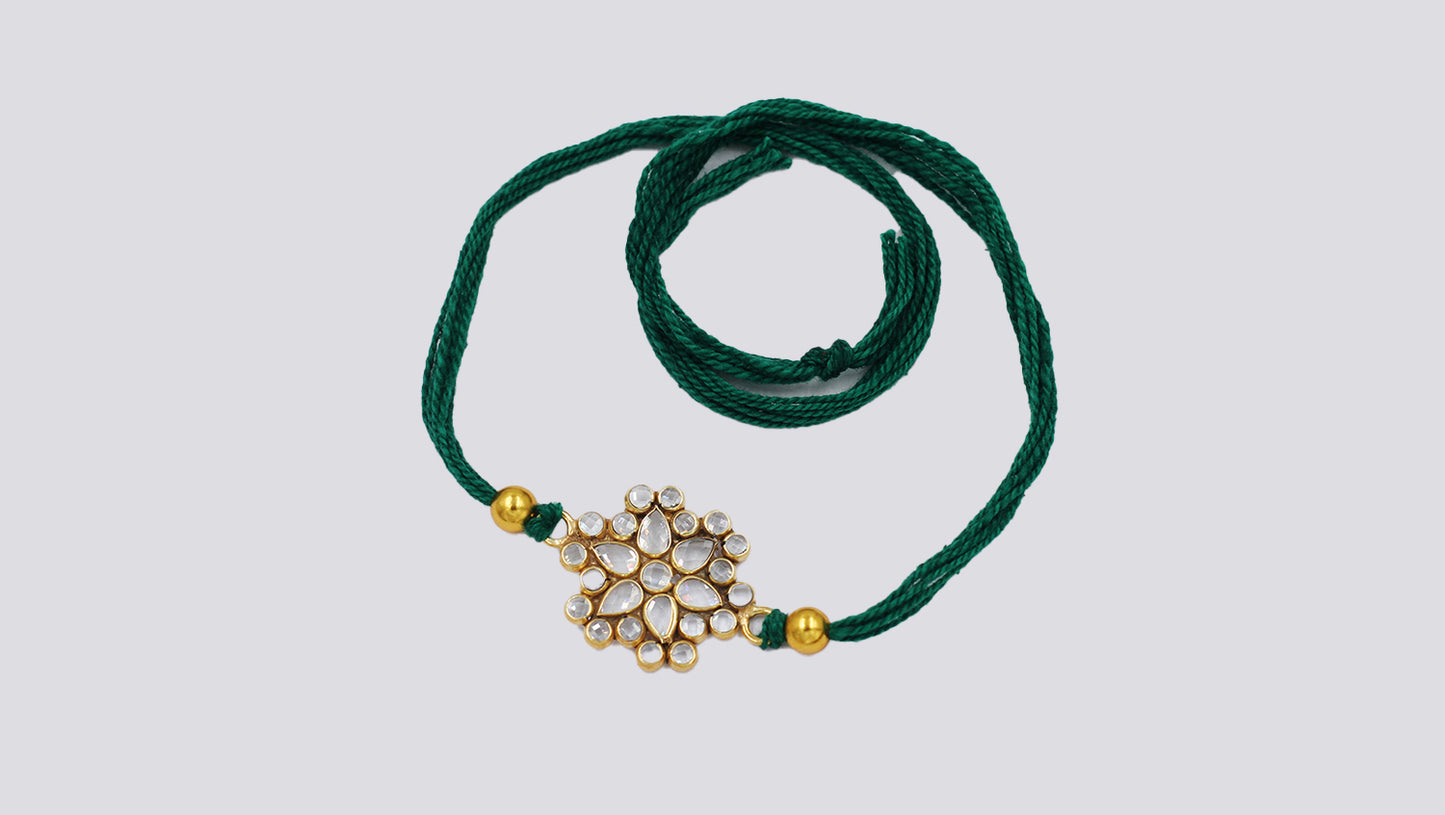 Sangeeta Boochra "925 Sterling Silver Stone-Studded Rakhi: Timeless Bond"