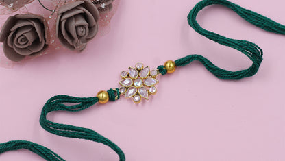 Sangeeta Boochra "925 Sterling Silver Stone-Studded Rakhi: Timeless Bond"