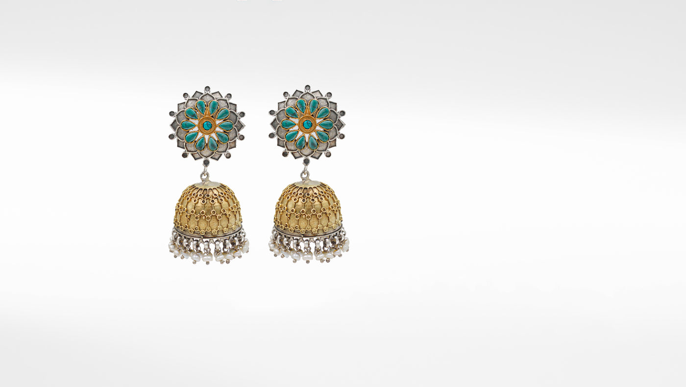 Silver Ainsley Studded with Turquoise Earring