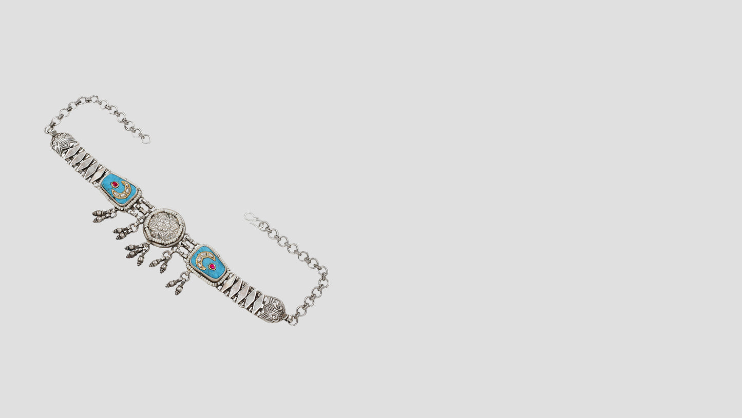 Royal Heritage: Sangeeta Boochra Turquoise Silver Choker