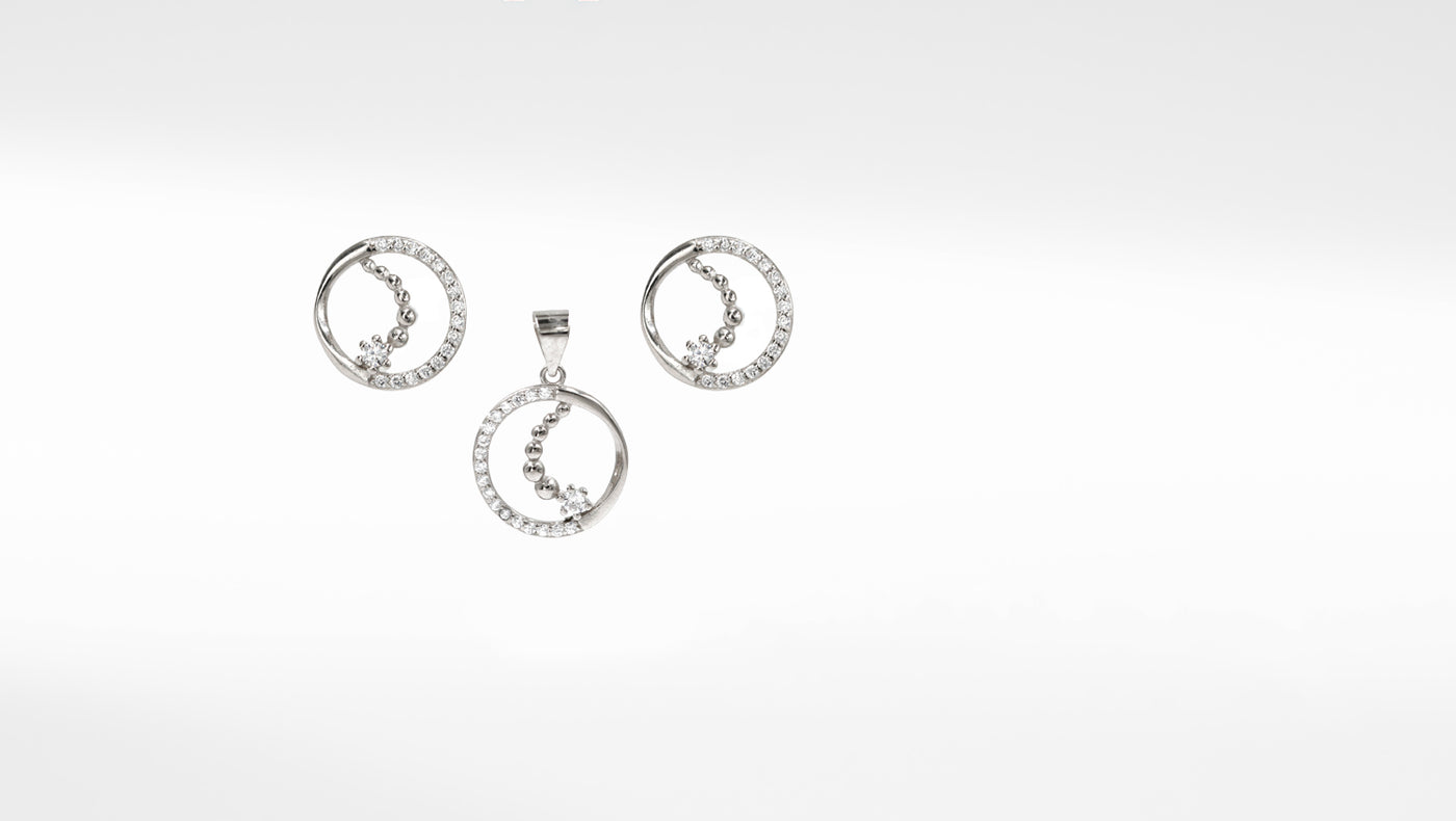 Moonlit Majesty CZ Earrings & Pendant Set