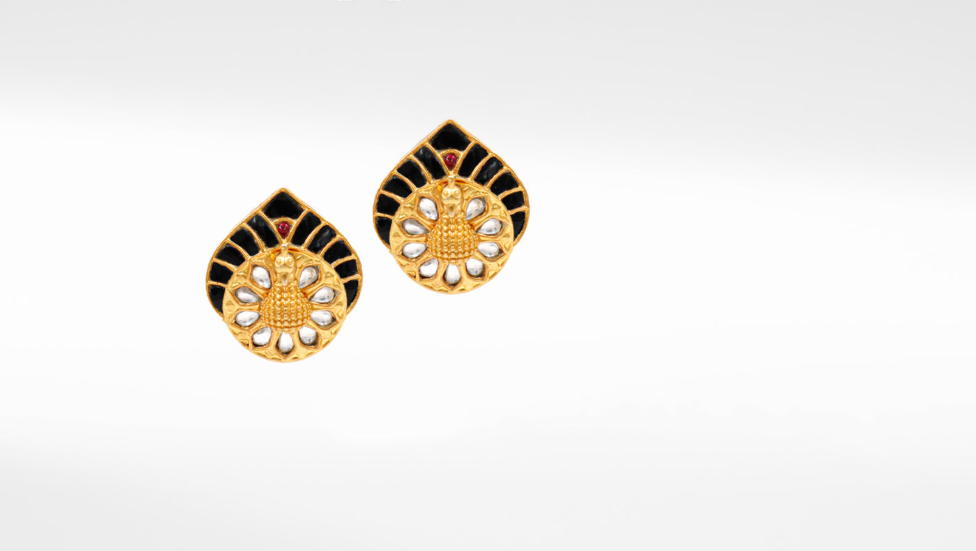 Handcrafted 24K Gold-Plated Silver Earrings Studded with Kundan Setting