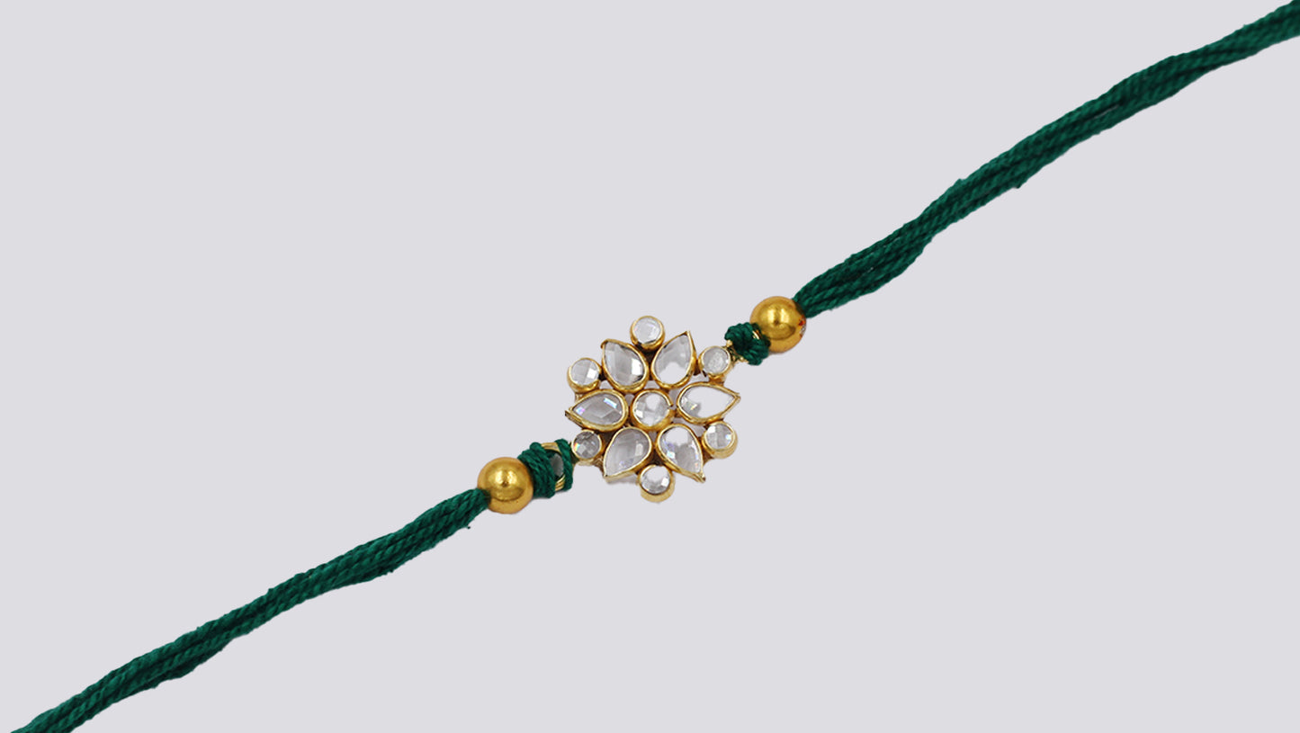 Sangeeta Boochra "925 Sterling Silver Stone-Studded Rakhi: Timeless Bond"