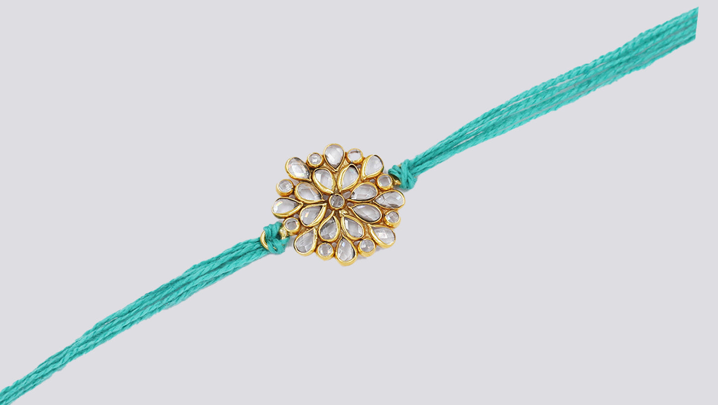 Sangeeta Boochra "925 Sterling Silver Stone-Studded Rakhi: Timeless Bond"