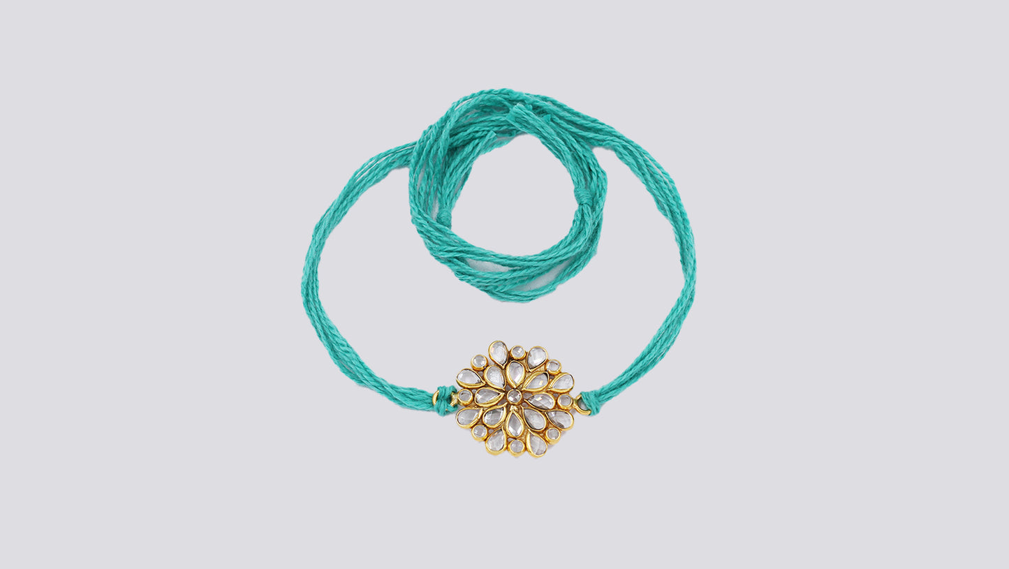 Sangeeta Boochra "925 Sterling Silver Stone-Studded Rakhi: Timeless Bond"