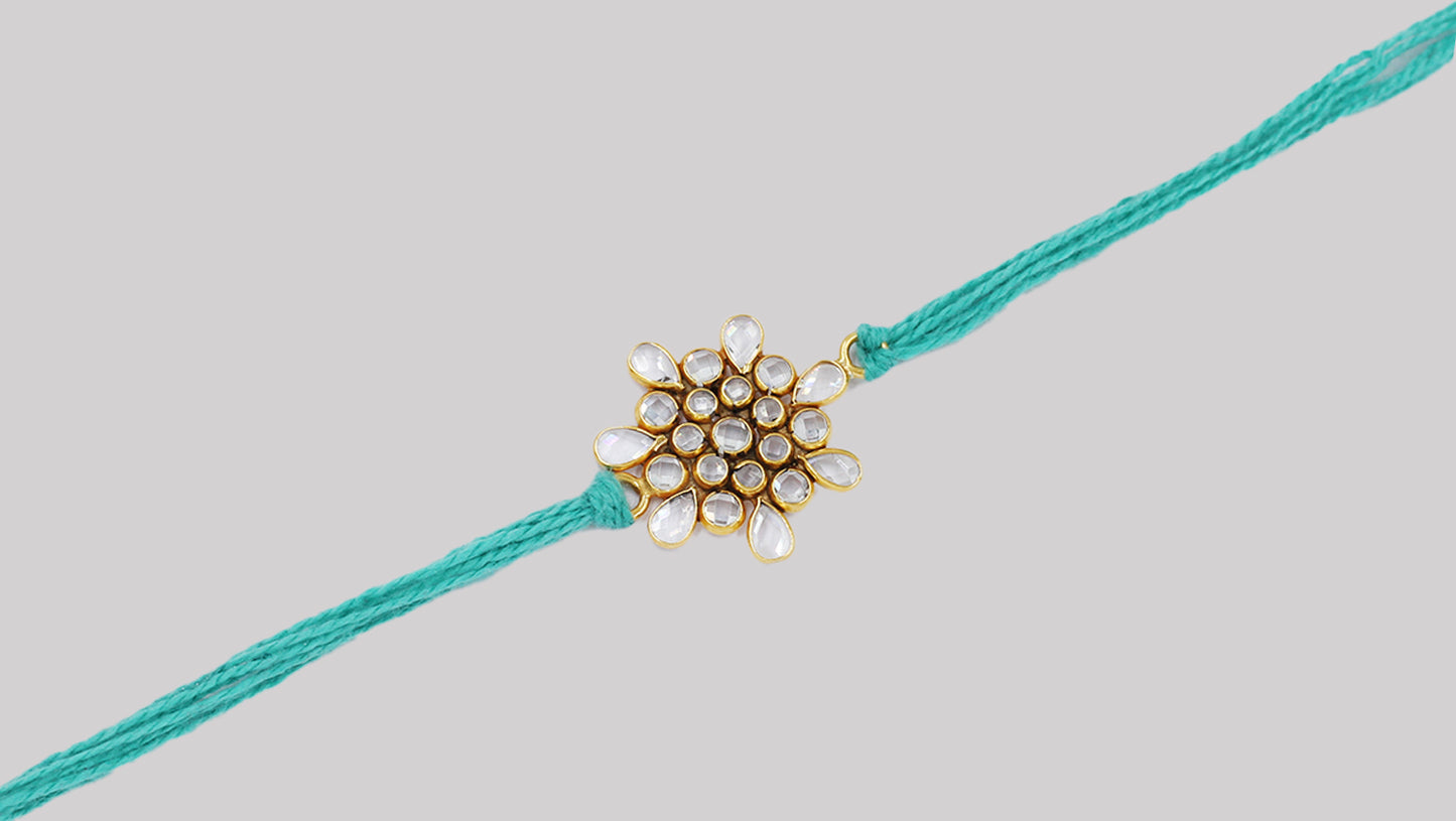 Sangeeta Boochra "925 Sterling Silver Stone-Studded Rakhi: Timeless Bond"