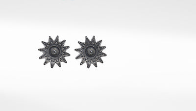Sun Flower Design Silver Earrings