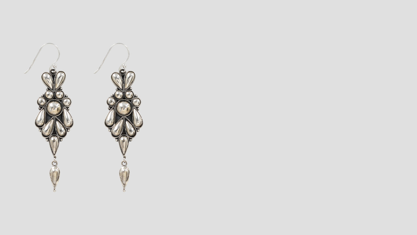 Ethereal Bloom: 925 Silver Floral Dangle Earrings