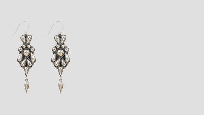 Ethereal Bloom: 925 Silver Floral Dangle Earrings