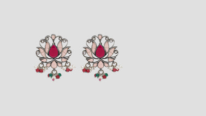 Lotus Bloom Silver Earrings by Sangeeta Boochra