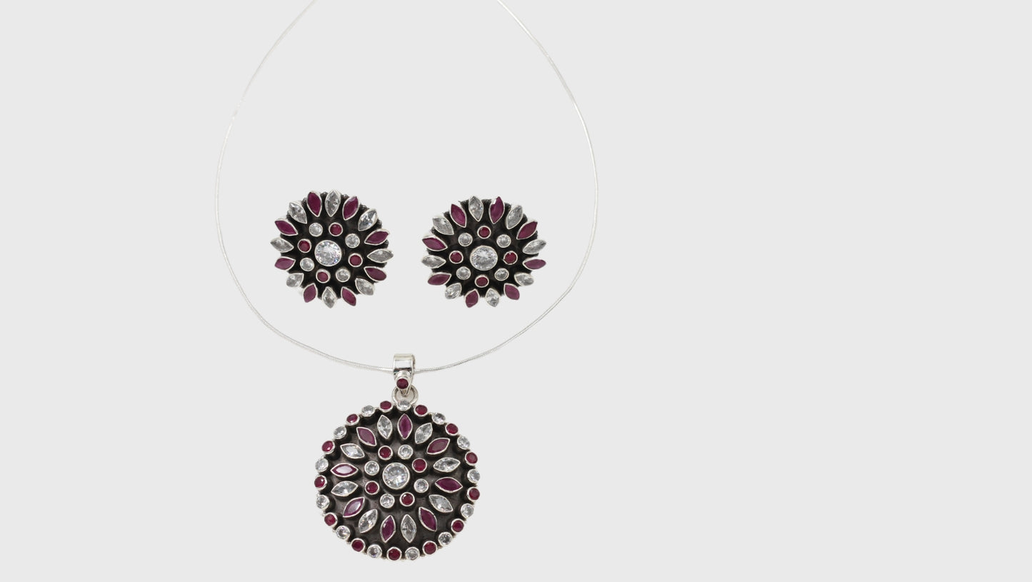 Ornate Elegance: Sangeeta Boochra Silver Handcrafted Earrings with Pendant