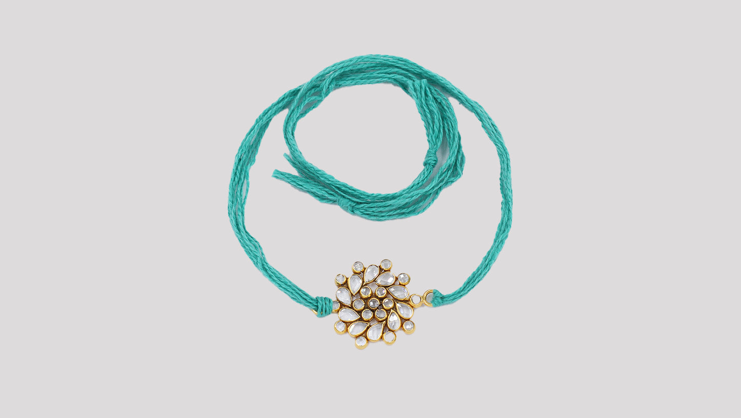 Sangeeta Boochra "925 Sterling Silver Stone-Studded Rakhi: Timeless Bond"