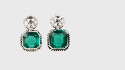 Regal Green: Sangeeta Boochra Silver Earrings with Emerald Accents