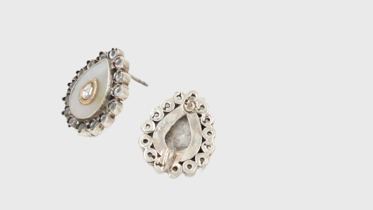 Classic Radiance: Silver Handmade Stud Earrings