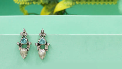 Elegant Aqua Sparkle Sterling Silver Earrings by Sangeeta Boochra