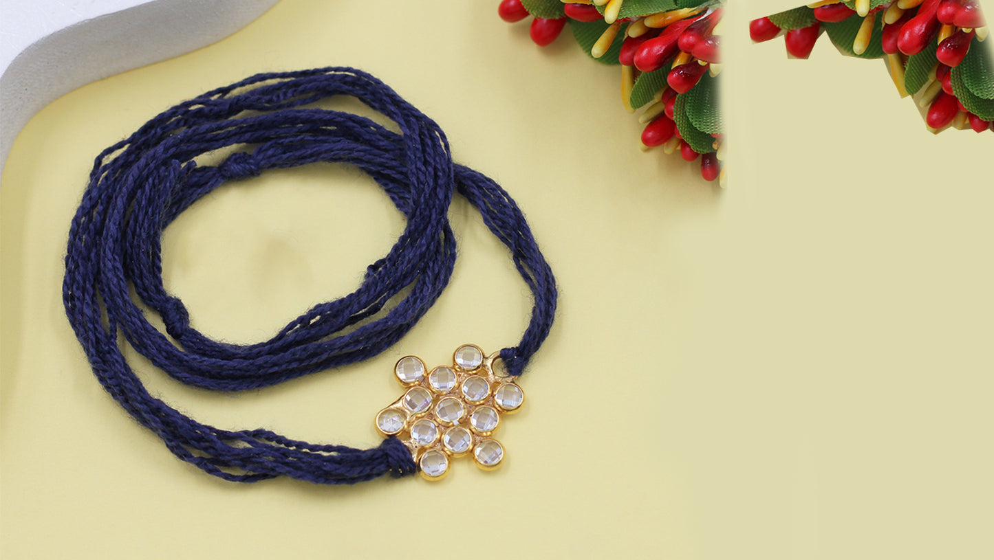 Sangeeta Boochra "925 Sterling Silver Stone-Studded Rakhi: Timeless Bond"