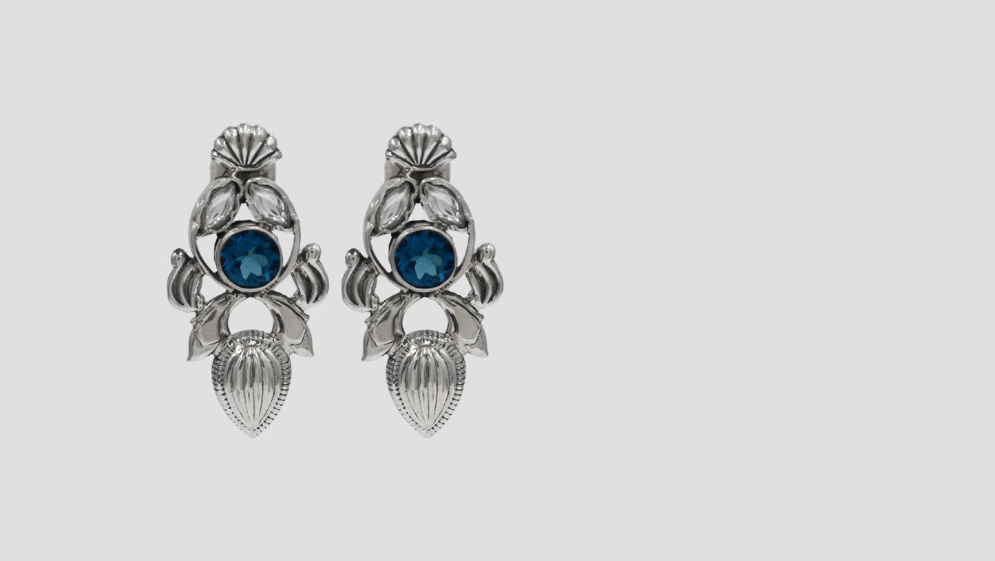 Antique Bloom Silver Earrings by Sangeeta Boochra