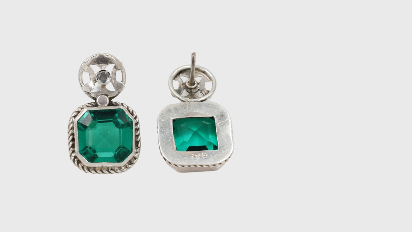 Regal Green: Sangeeta Boochra Silver Earrings with Emerald Accents