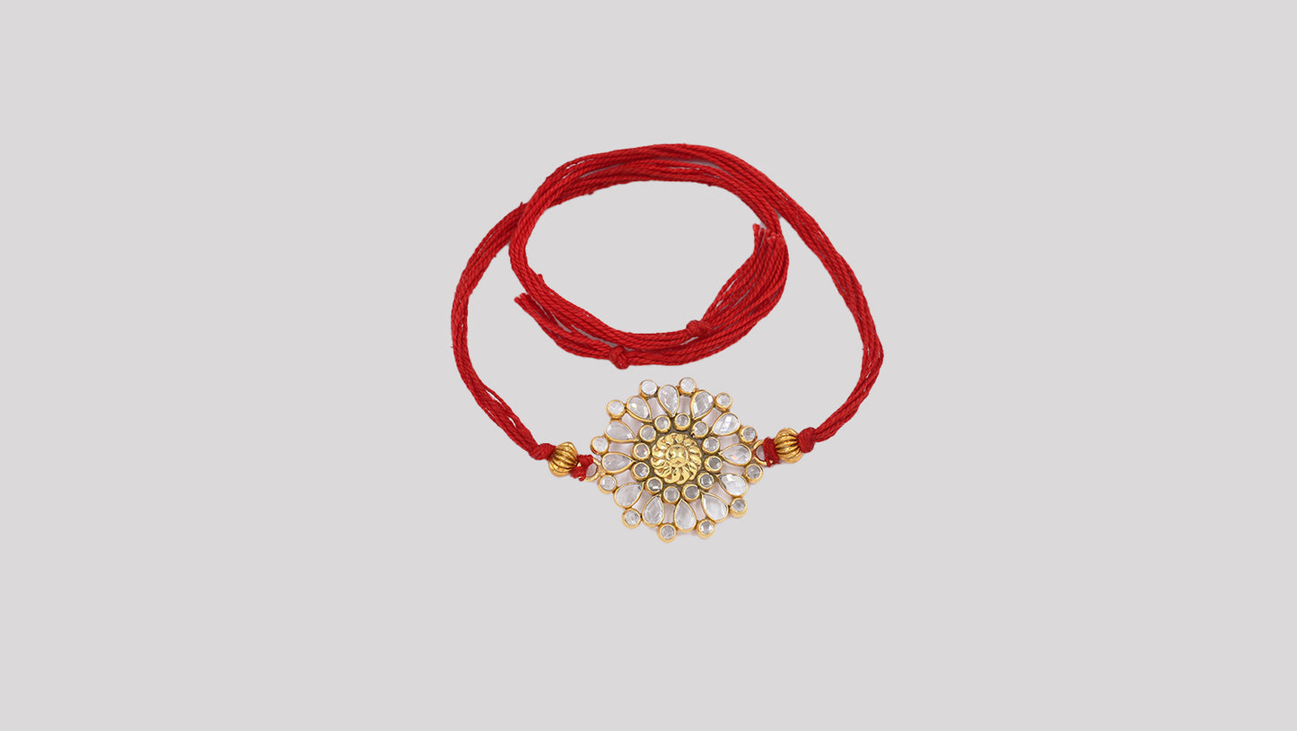 Sangeeta Boochra "925 Sterling Silver Stone-Studded Rakhi: Timeless Bond"