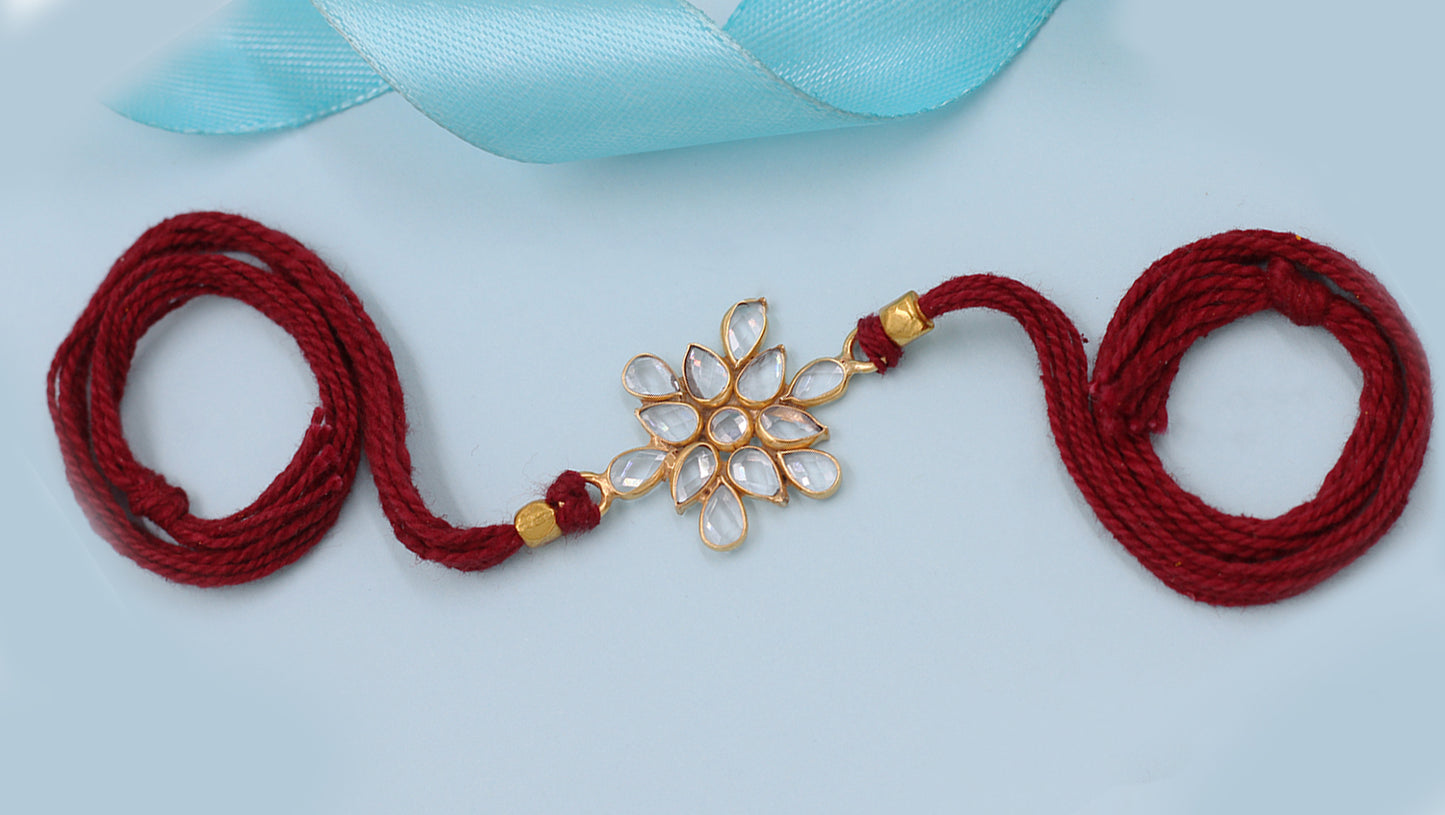 Sangeeta Boochra "925 Sterling Silver Stone-Studded Rakhi: Timeless Bond"