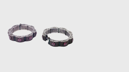 Oxidized Silver Gemstone Studded Hand Bangles