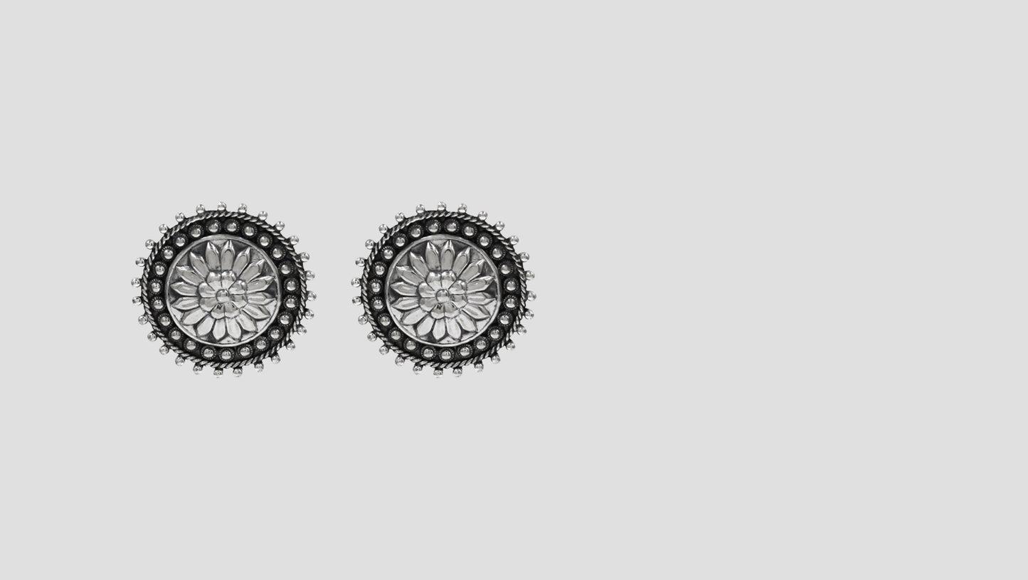 Floral Radiance Silver Studs by Sangeeta Boochra