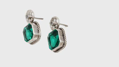 Regal Green: Sangeeta Boochra Silver Earrings with Emerald Accents