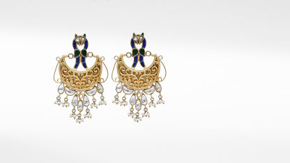 Gold Plated Crescent Moon Kundan  Earring