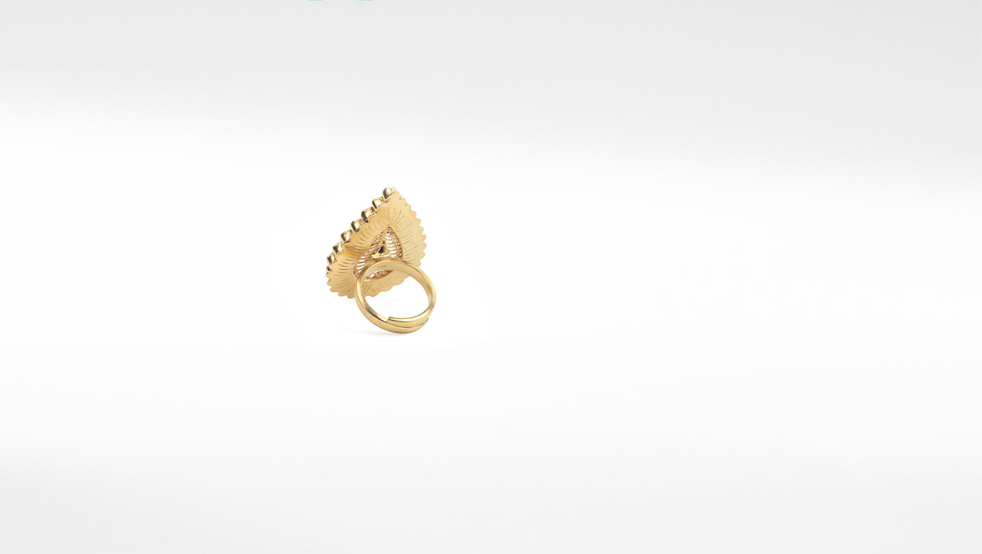 Sangeeta Boochra Gold Tone Silver Ring With Turquoise
