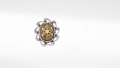 Sangeeta Boochra Silver Adjustable Onyx Ring