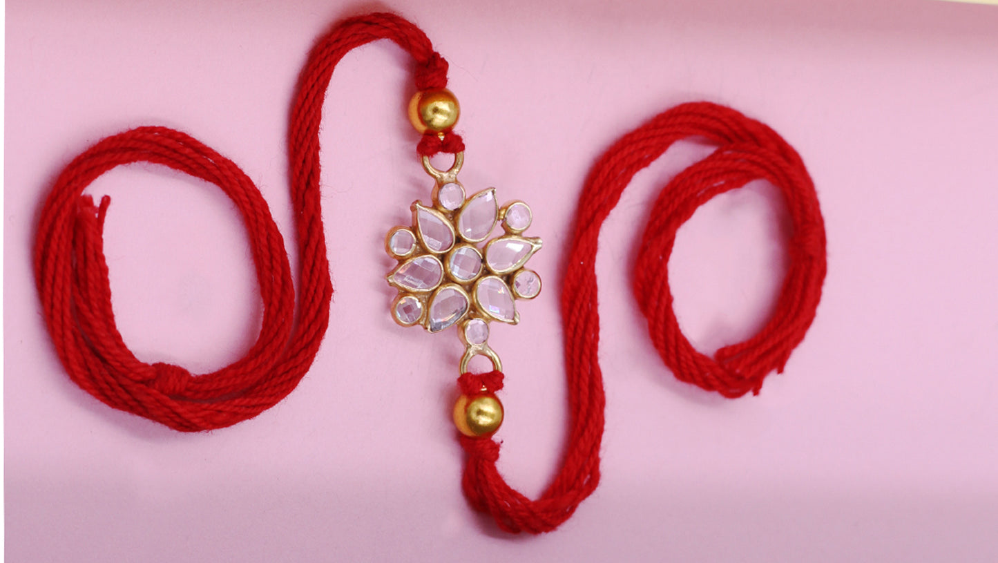 Sangeeta Boochra "925 Sterling Silver Stone-Studded Rakhi: Timeless Bond"