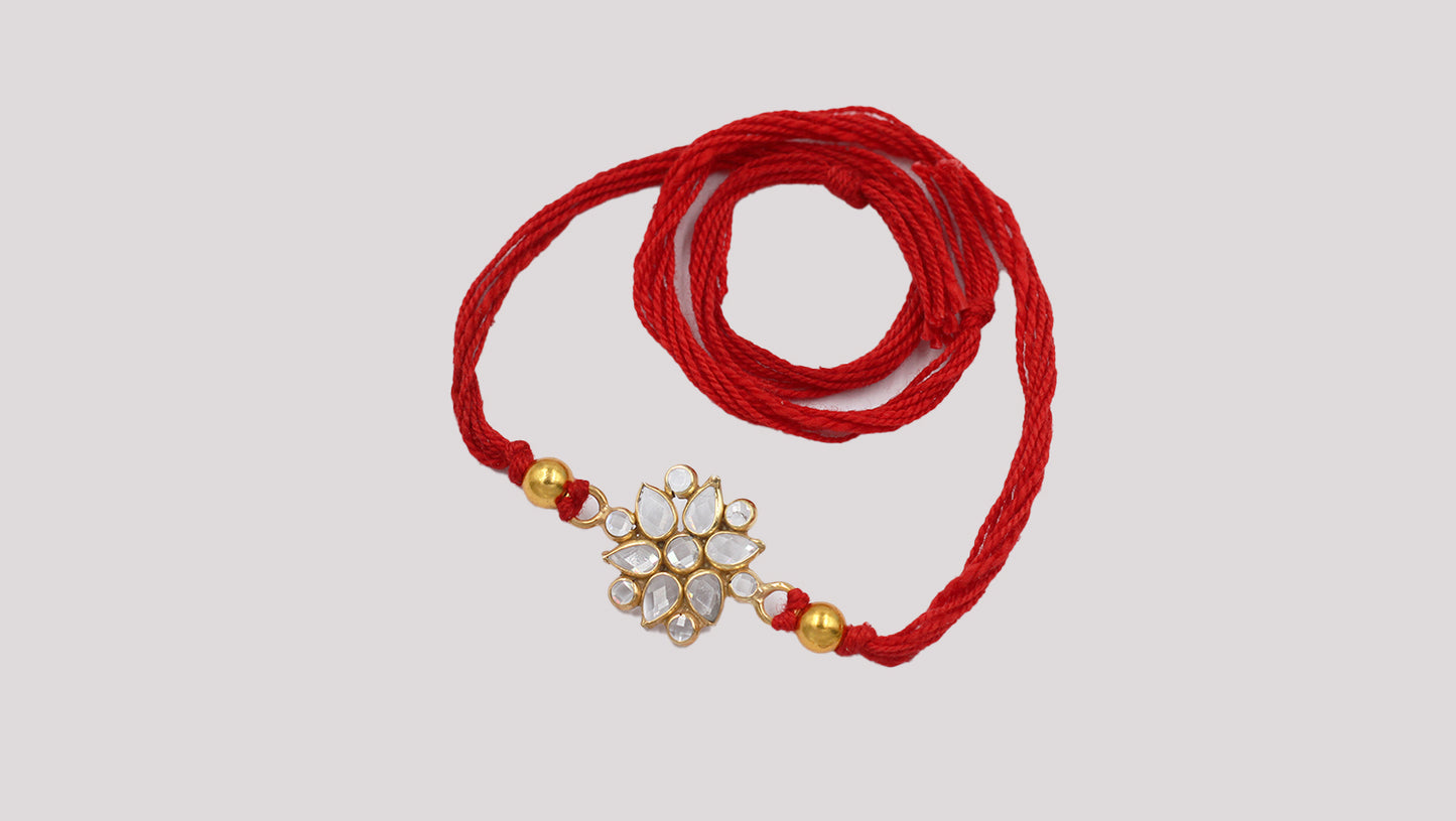 Sangeeta Boochra "925 Sterling Silver Stone-Studded Rakhi: Timeless Bond"