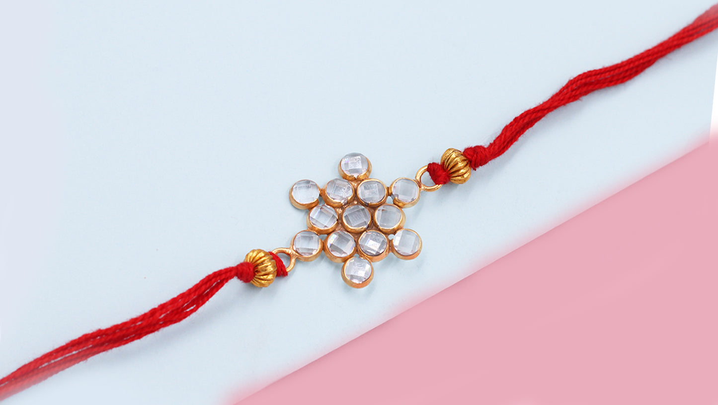 Sangeeta Boochra "925 Sterling Silver Stone-Studded Rakhi: Timeless Bond"