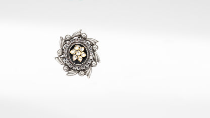 Sangeeta Boochra Silver Motifs Onyx Ring